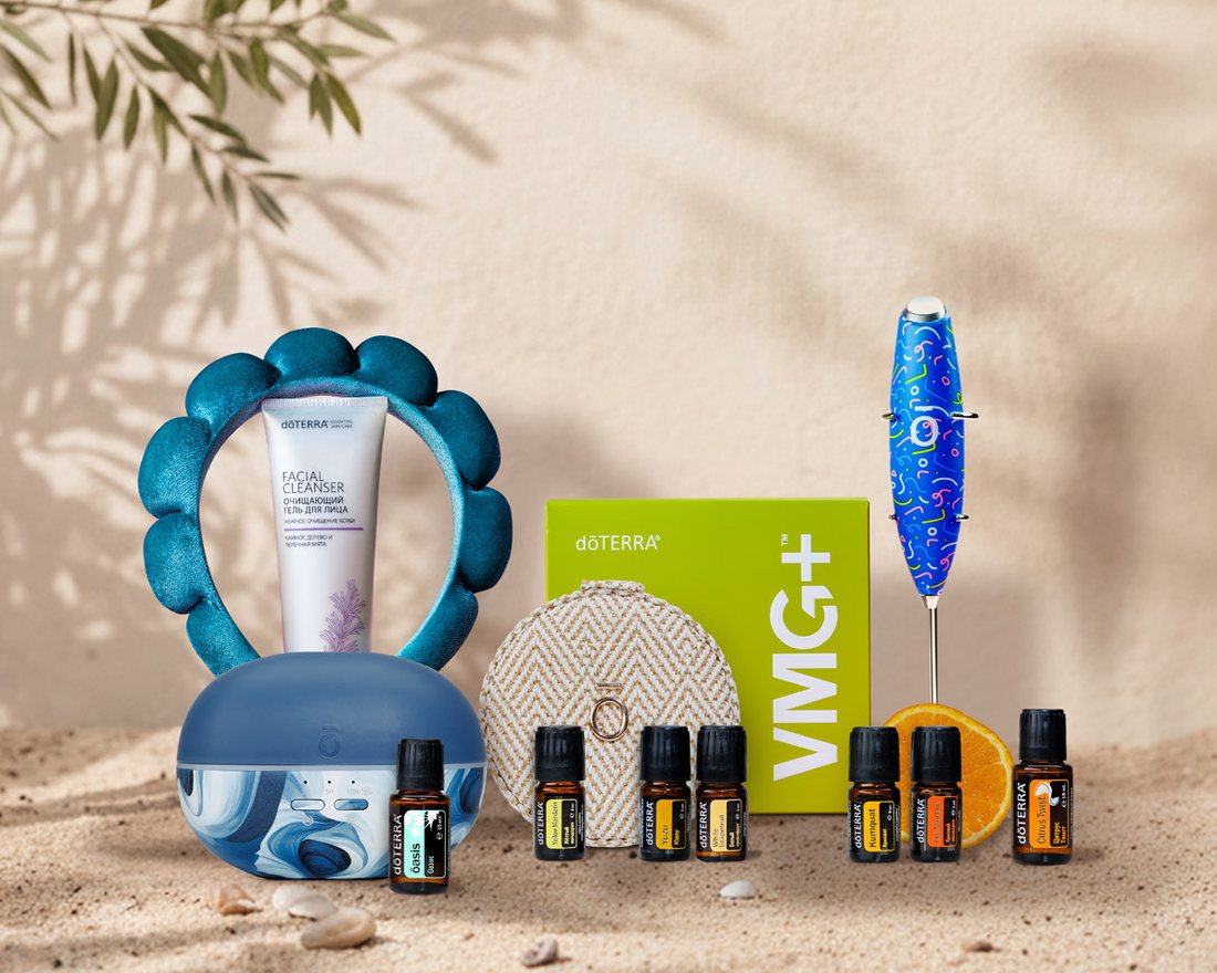 Продукты Летнего каталога dōTERRA 2026 на песке